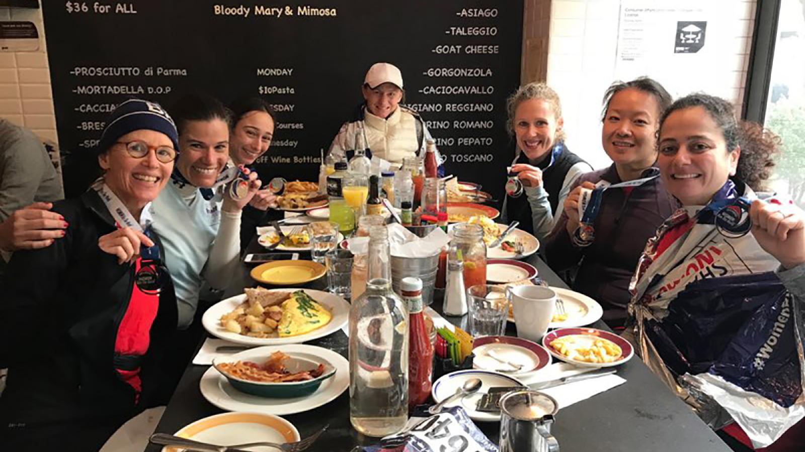 The Mothers Center team enjoy brunch after successfully completing the SHAPE Half Marathon