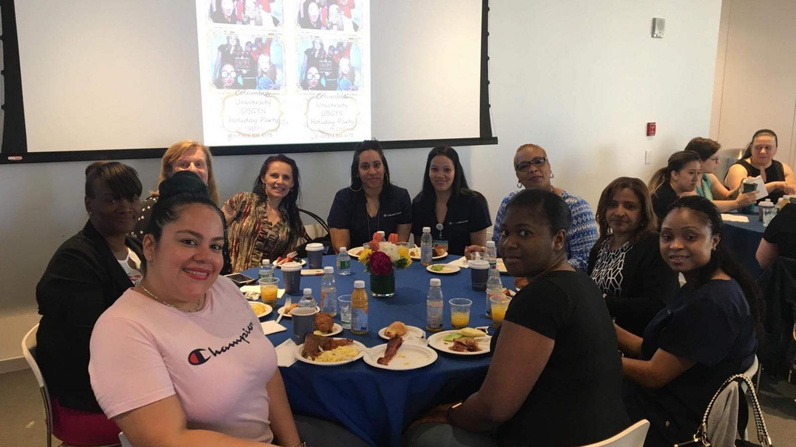 Ob/Gyn staff enjoying breakfast at the Staff Appreciation Day, June 14, 2018.