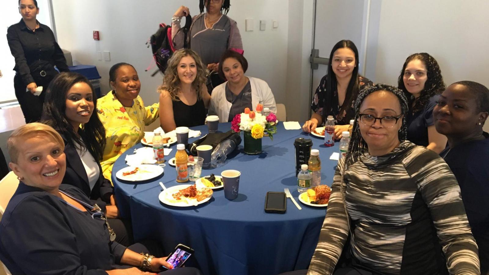 Ob/Gyn staff enjoying breakfast at the Staff Appreciation Day, June 14, 2018.