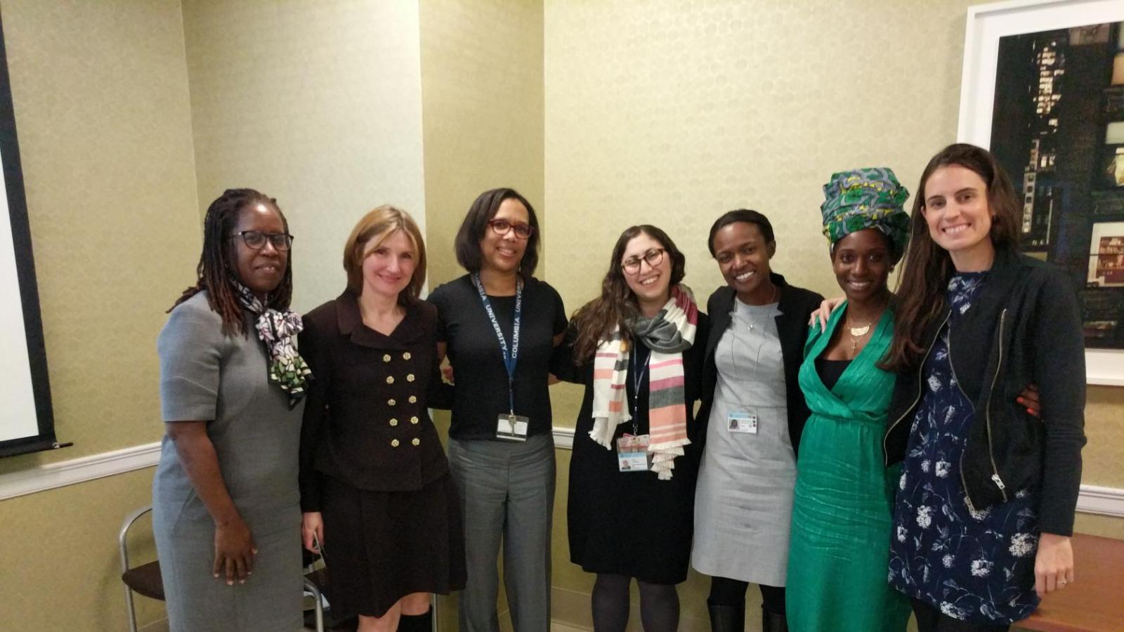 From left: Janice Aubey, MD; Dorothy Smok, MD; Dara Matseoane-Peterssen, MD, MPH; Adina Kern-Goldberger, MD; Cynthia Gyamfi-Bannerman, MD, MSc; Kalima DeSuze, LMSW, MPA; Hope S. Yates, JD, MPH