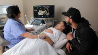 Pregnant woman receives an ultrasound